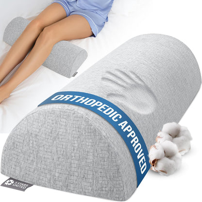 5 STARS UNITED Knee Pillow for Back Sleeping – Half Moon Bolster Pillow for Legs, Under Knee Pillow for Sleeping on Back, Memory Foam Leg Pillow for Back Pain, Gray