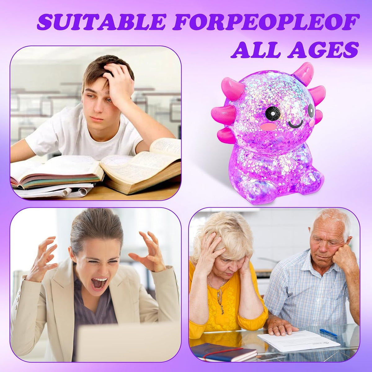 Axolotl Stress Balls for Adults, Squishy Axolotl Figurines Sensory Ball