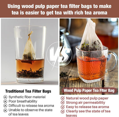 MAQIHAN Empty Tea Bags For Loose Tea - 300 Pcs Disposable Tea Filter Bags White Natural Biodegradable Bulk Fillable Empty Tea Bags With String Empty Tea Filter Bag For Tea Coffee Spice Cooking
