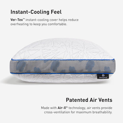 Bedgear Storm Performance Pillow, 1.0 Cooling Pillow for Side Sleepers, Medium Firm Support, Ver-Tex Cooling Cover, Air-X Mesh, Washable
