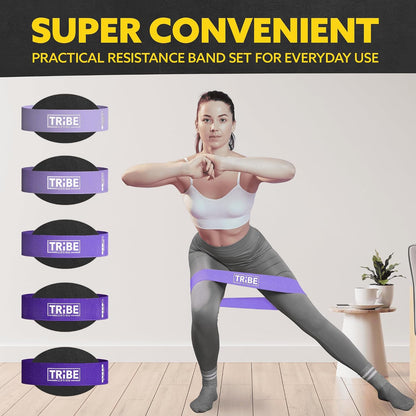Fabric Resistance Bands for Working Out, 5-Band Set for Legs and Glutes