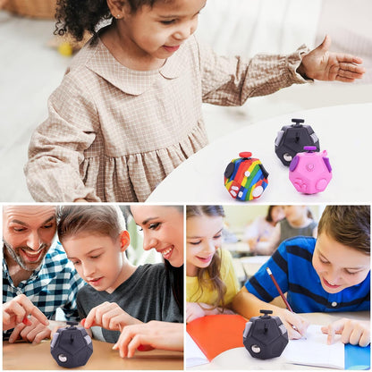 UOOEFUN Small Fidget Toys,12 Sided Fidget Toys,Mini Cube Toys Relief Stress,Autism and Anxiety Depression Anti for Kids Adults Improve Focus (Grey)