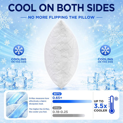 BETU Cooling Pillow Queen Size, Shredded Memory Foam Pillow for Hot Sleepers, Adjustable Firm Soft Support Pillows, Cool Bed Pillows for Side Back Stomach Sleeping Sleepers, gifts for boyfriend, White