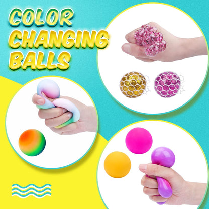 36 Pack Stress Balls, Squishy Balls, Squishy Fidget Stress Relief, Squeeze Ball for Adults Stress Relieve, Prize Box for Friends, Party Favors