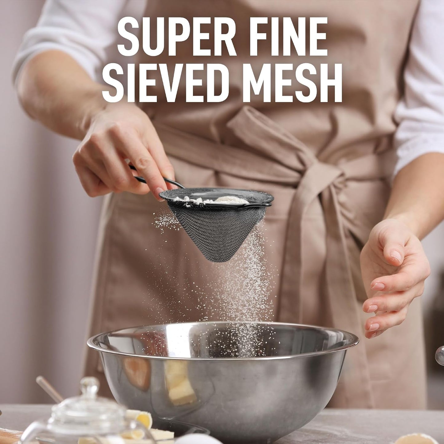 Zulay Kitchen 304 Stainless Steel Fine Mesh Strainer 3.35 in - Strainers Fine Mesh, Tea Strainers for Loose Tea - Perfect for Tea, Cocktails, Juicing, Drinks, Liquids, Matcha, Coffee & More