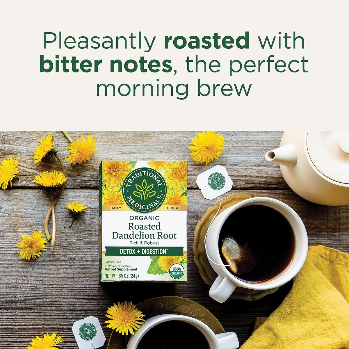 Traditional Medicinals Organic Roasted Dandelion Root, 96 Tea Bags