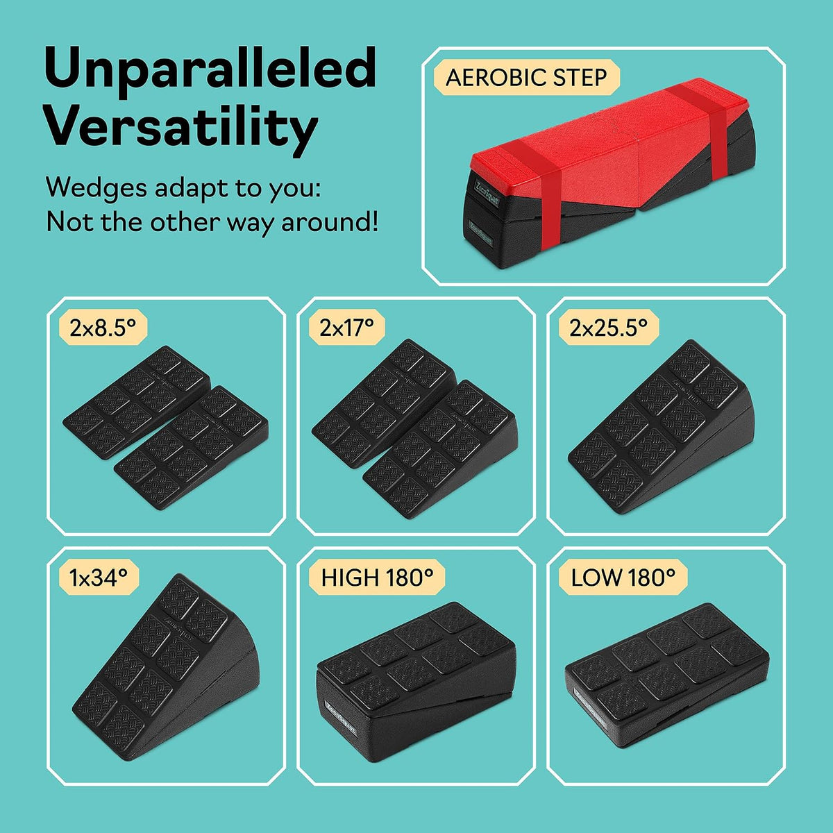 Squat Wedge Block Set of 3/5 - 960 LBS Capacity - Slant Board for Calf Stretching with 5 Stackable Angles - Calf Stretcher Slant Board - Workout Equipment - EPP Material for Exercise Equipment & Physical Therapy