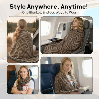 Travel Blanket Airplane - Ultra Soft & Lightweight Knit Design
