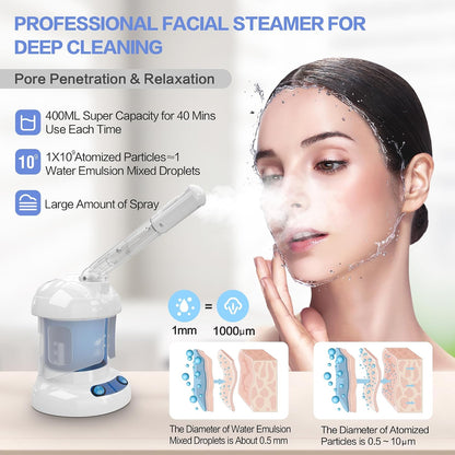 Facial Steamer, Ozone Nano Ionic Face Steamer for Deep Cleaning