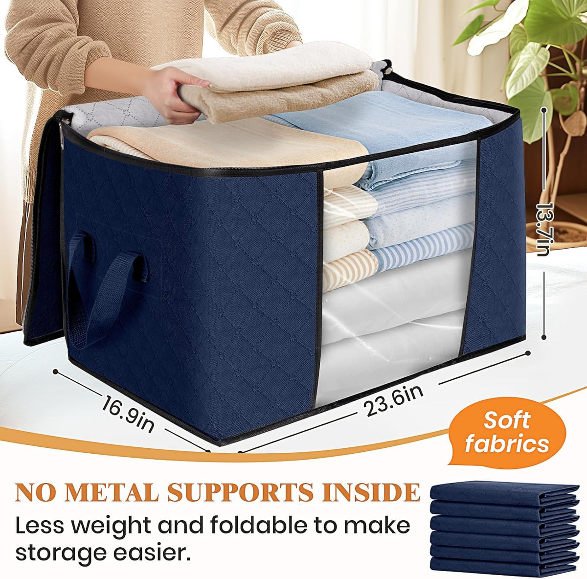 Fab totes Storage Bags for Clothes Blanket Storage Bins with Lids