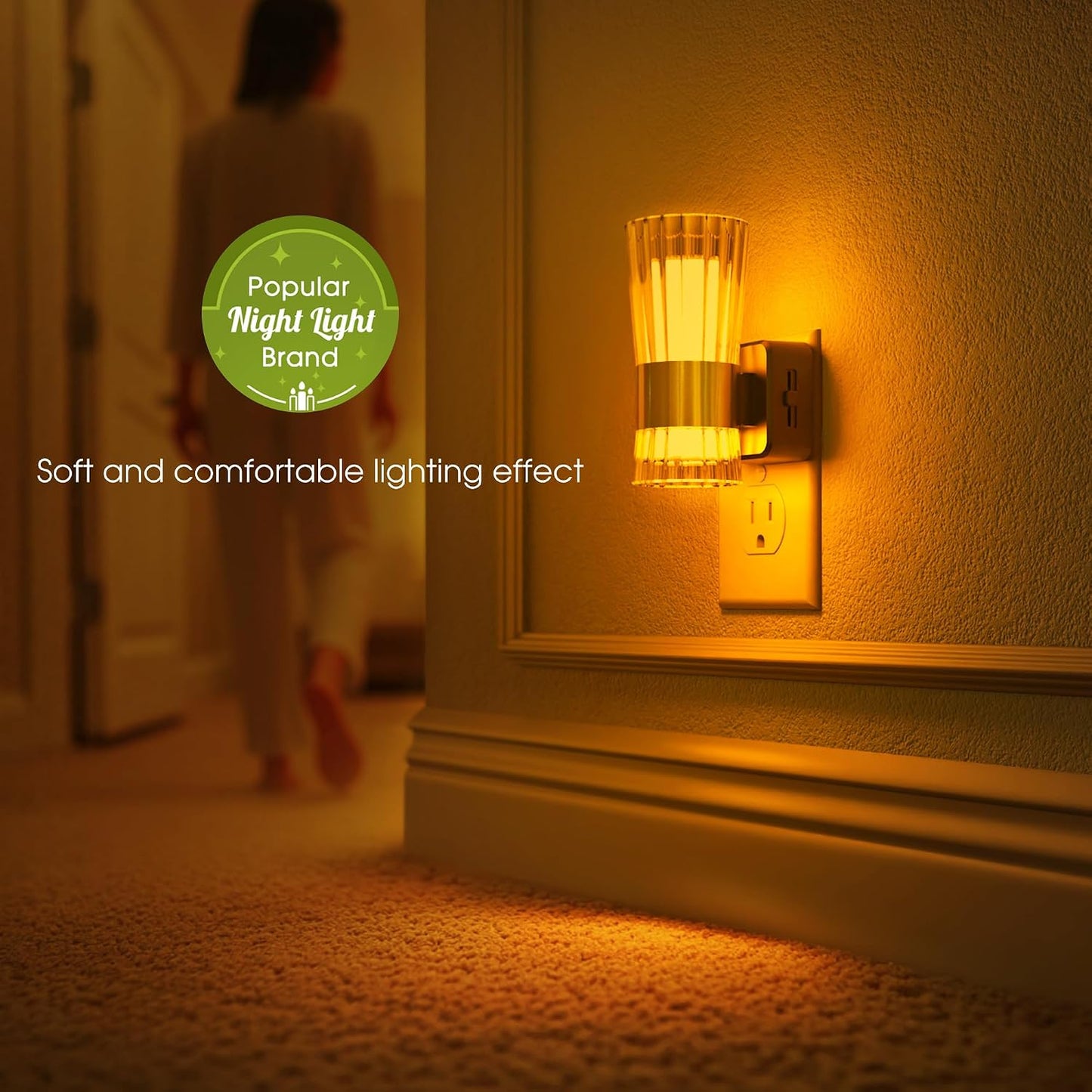 Briignite Night Light, Night Lights Plug into Wall, Soft White LED Nightlight for Kids, Adjustable Brightness 0-100LM, Dusk to Dawn Sensor, Soft Light for Bedroom, Hallway, Nursery, 2 Pack