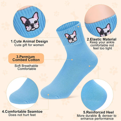 Eurzom 10 Pairs Socks Womens Crew Elastic Ankle Length Cotton Socks Aesthetic Cute Lightweight Low Cut Gifts for Women - Colors B