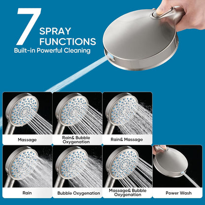 Cobbe Filtered Shower Head with Handheld, High Pressure 6 Spray Mode Showerhead with Filters, Water Softener Filters Beads for Hard Water - Remove Chlorine - Reduces Dry Itchy Skin, Chrome