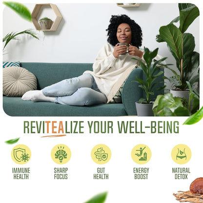 ReviTEAlize Mushroom Matcha Powder, Ceremonial Grade Matcha Powder 30 Svgs