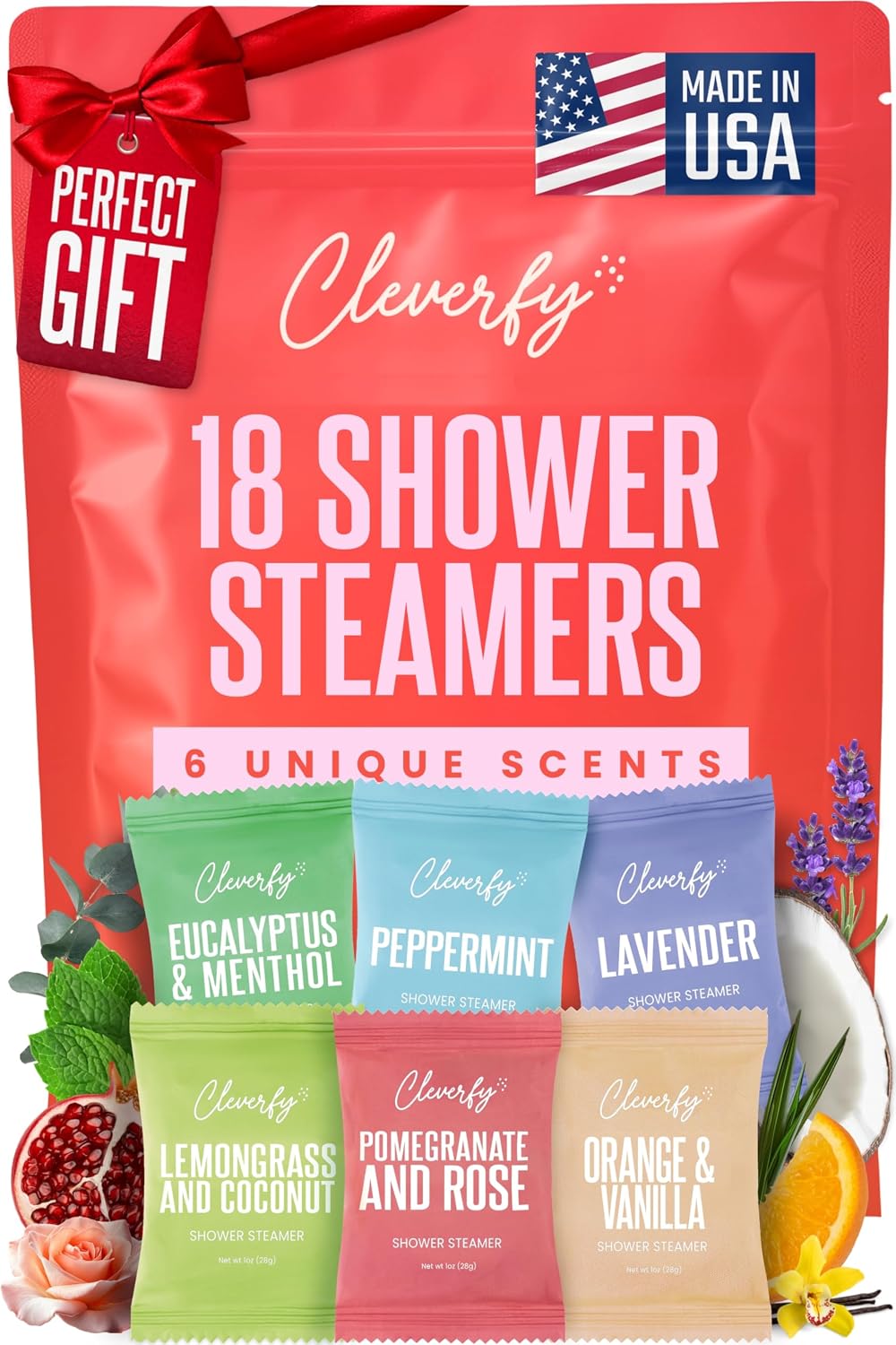 Cleverfy Shower Steamers Aromatherapy Gifts for Women and Men, 18 Tablets