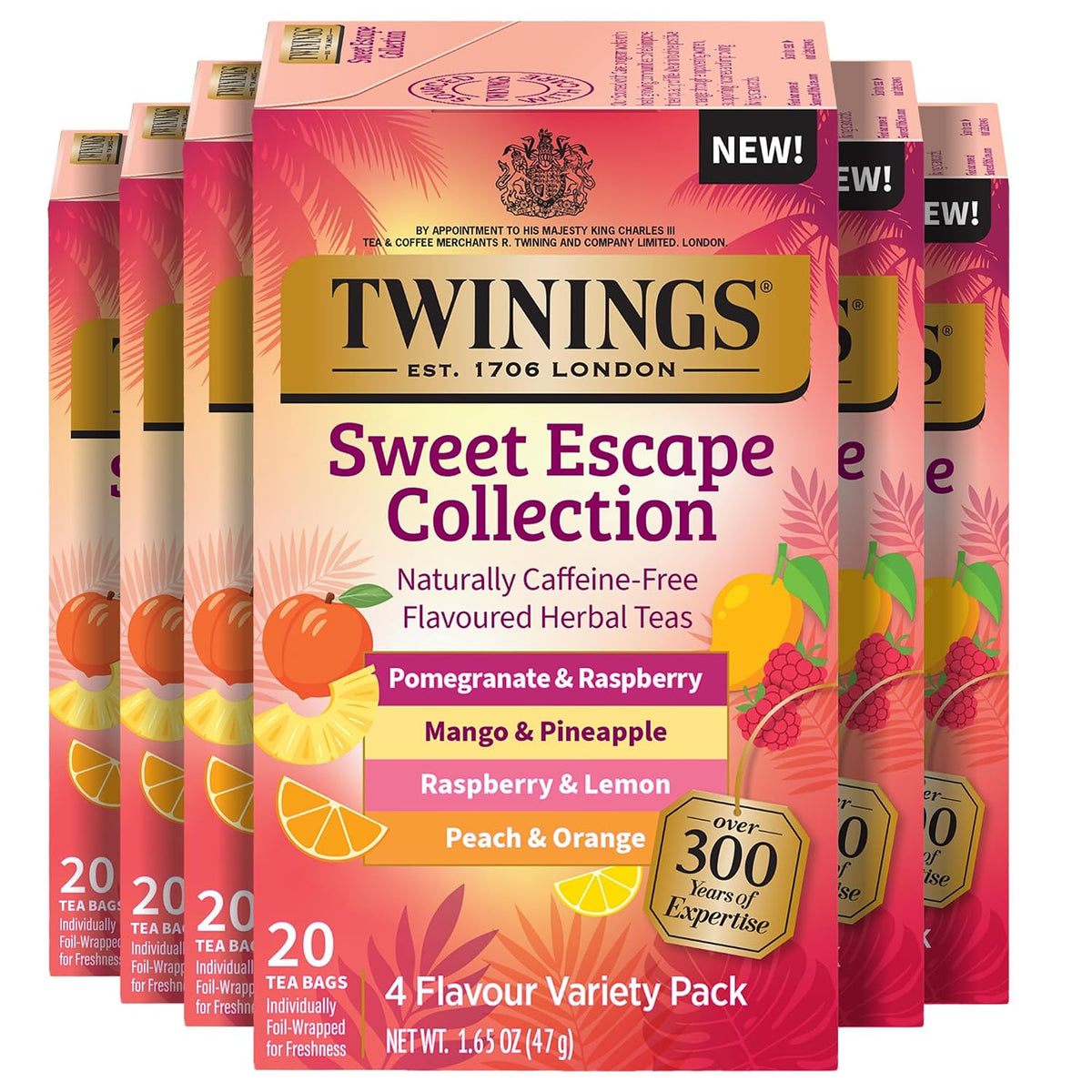 Twinings Sweet Escape Fruity Herbal Tea Variety, 20 Count, Pack of 6