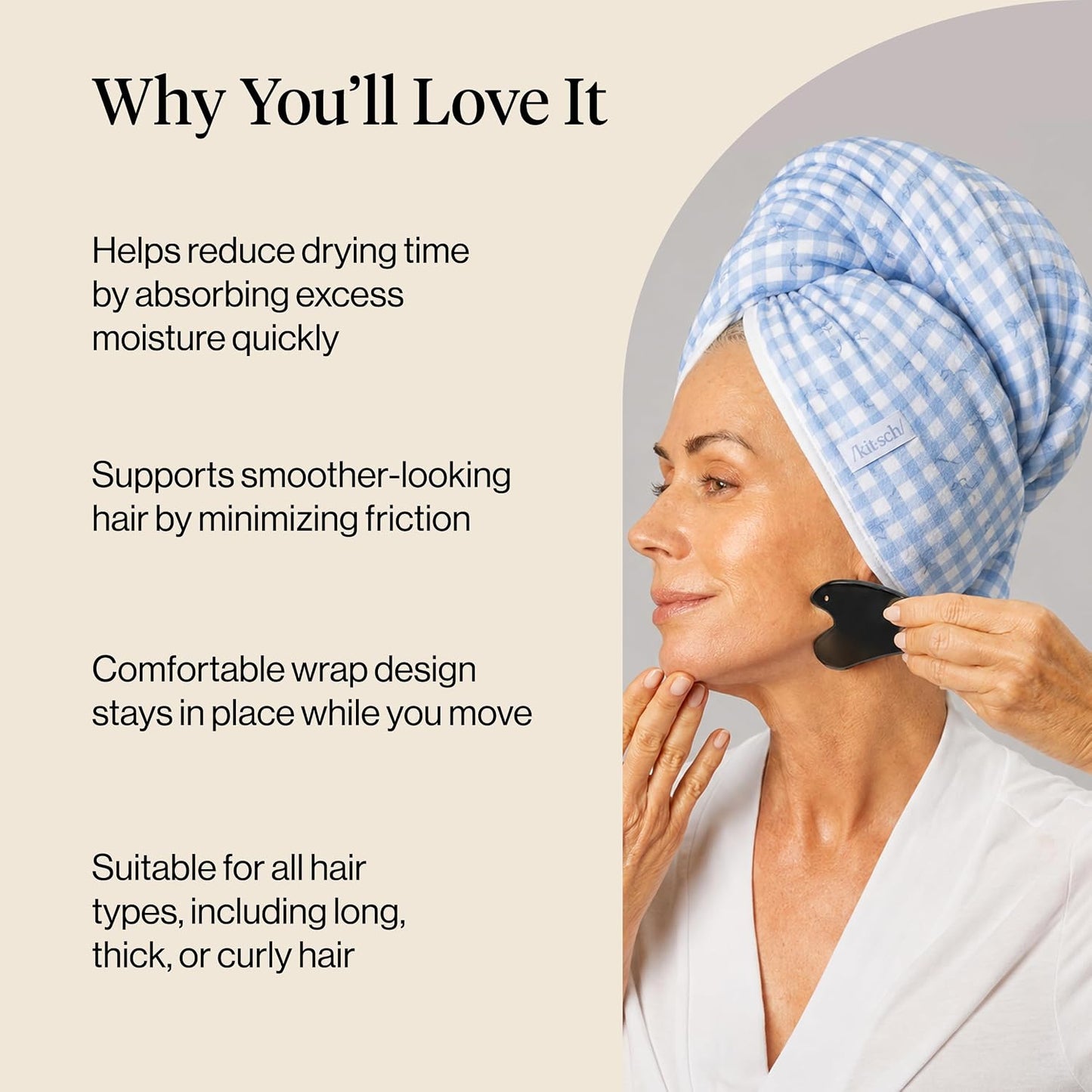 Kitsch Plush Microfiber Hair Towel Wrap for Women – Ultra Absorbent Microfiber Bath Towels for Wet, Curly, Long or Short Hair – Anti-Frizz Hair Wrap, Great Hair Care Gifts for Women