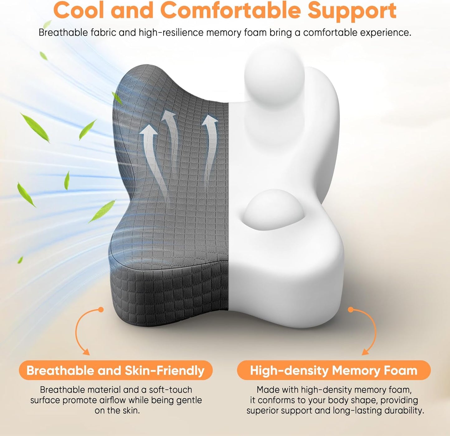 Knee Pillow for Side Sleepers, Leg Pillow for Side Sleeping, Sciatica Pain Relief, Hip with Ergonomic Memory Foam – Large Grey Cushion for Thigh, Knee, Back & Leg Support