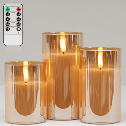 ANGELLOONG Flickering Flameless Candles, Realistic Battery Operated Candles with Remote and Timer, Set of 3 LED Candles for Fall Room Home Wedding Decor Centerpieces Table Party Christmas Decorations