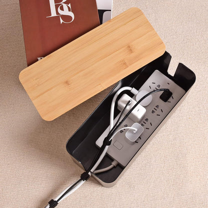 Tuwechen Cable Management Box, Wooden Style Large Cord Organizer Box