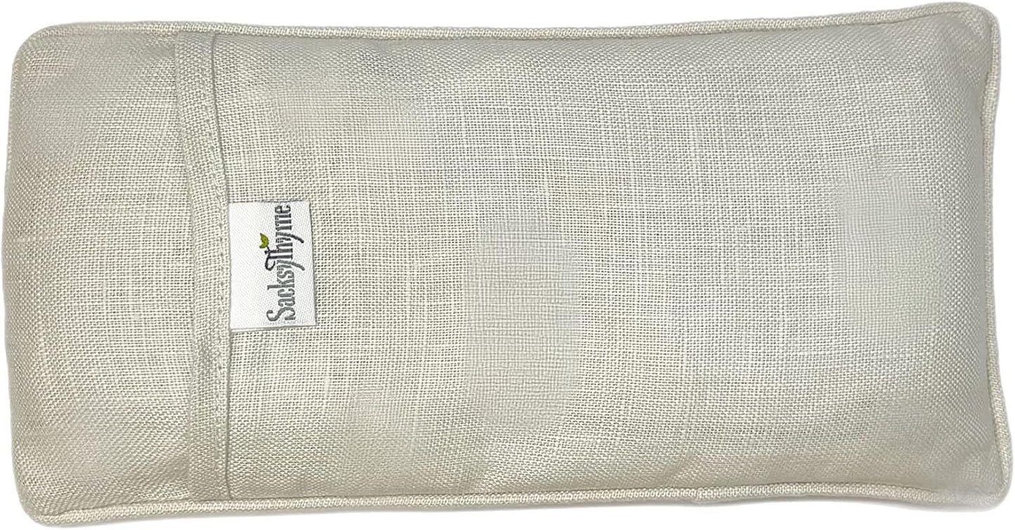Sacksy Thyme Organic Linen Eye Pillow - Lavender & Flaxseed for Relaxation, Yoga, Stress Relief - Microwavable Heating Pad & Cool Compress - Made in USA - Gifts for Meditation