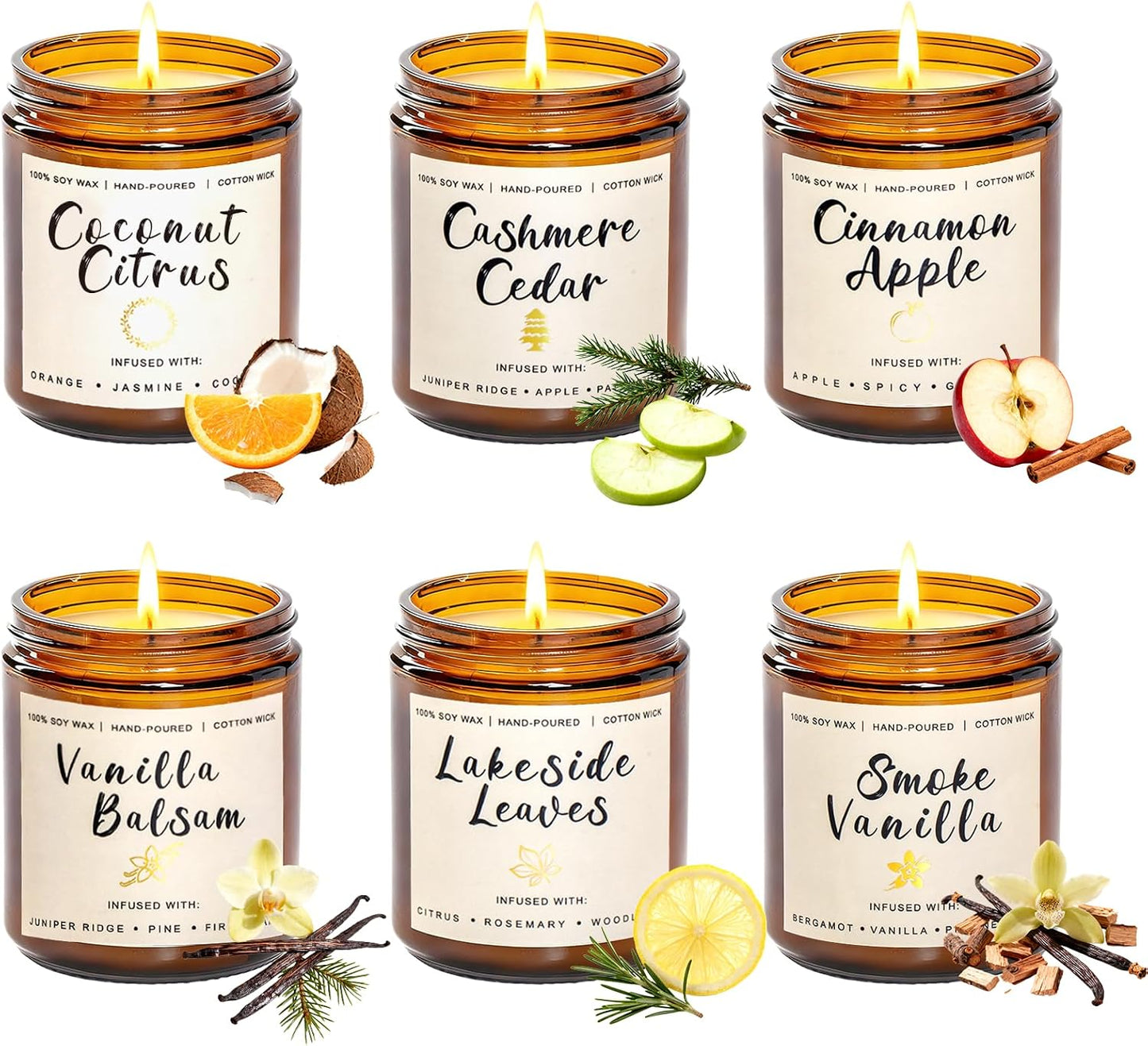 Soy Candles Set of 4, 9oz Natural Soy Wax Aromatherapy Candles, Home Scented Candles with 4 Scents (Lavender, Amber Sandalwood, White Sage, Coconut Vanilla), Gifts for Mom, Women, Relaxation, Yoga