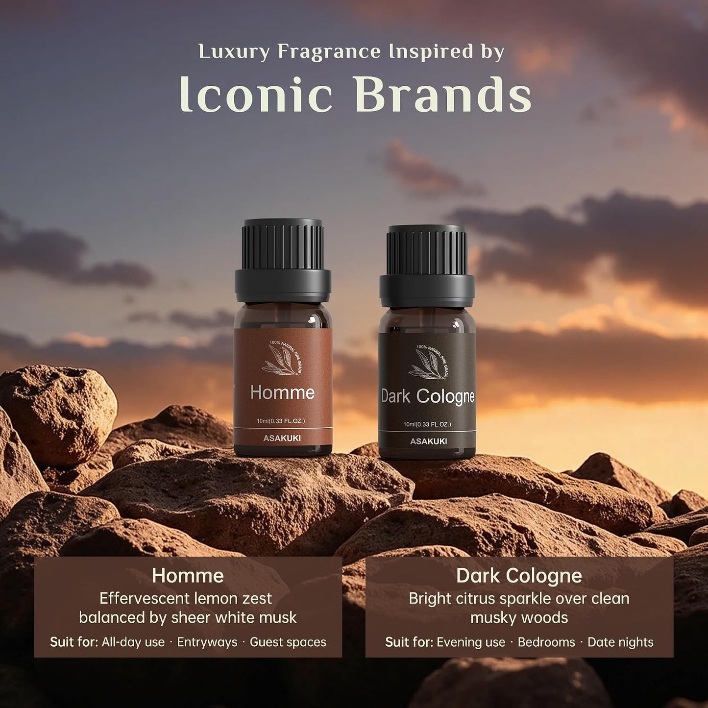 ASAKUKI Essential Oils for Diffuser –6 Mood Essential Oil Blends (Breathe, Uplift, Sensual, Balance, Unwind, Rest) for Morning to Night Rituals, Home & Daily Use-Thoughtful Gift