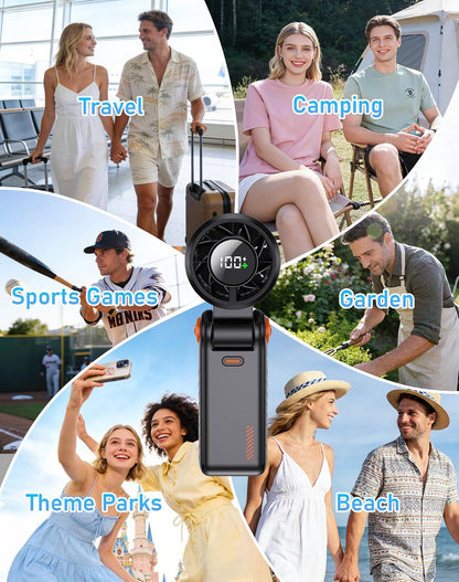 Portable Handheld Fan with Semiconductor Ice Cooling, [Instant Ice Relief], 4000mAh Rechargeable Mini Personal Fan, 5 Speeds, Quiet USB Travel Fan for Outdoor, Commuting, Summer Heat