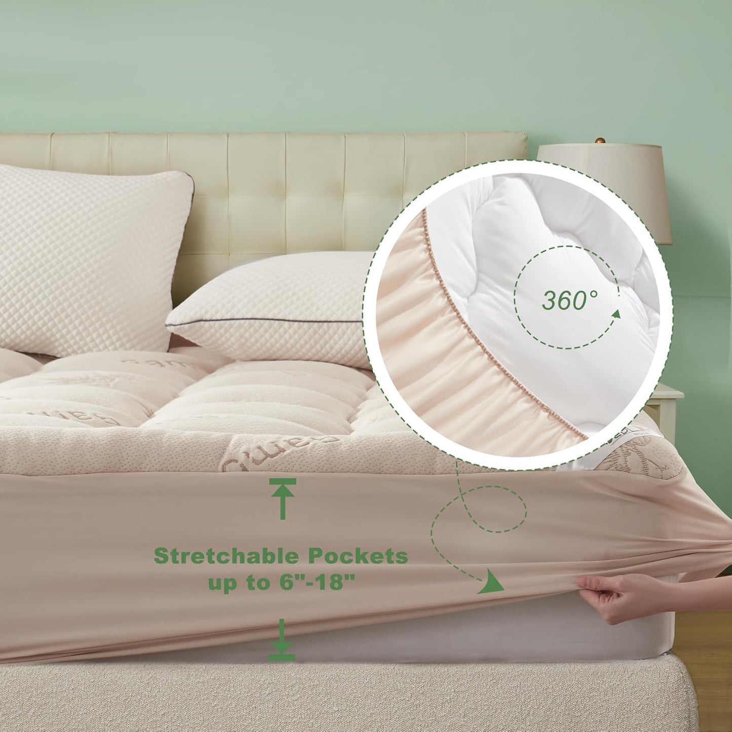 BEDLORE King Mattress Topper Viscose Derived from Bamboo, Thick Pillow Top Mattress Pad with Stretchable Pockets for 6"-18" Mattress, Soft Breathable Mattress Topper for Back Pain Relief(Dark Gray)