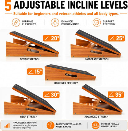 MUCITAGF Professional Slant Board, Adjustable Incline Board and Calf Stretcher, Slant Board for Calf Stretching, Calf Stretch Board
