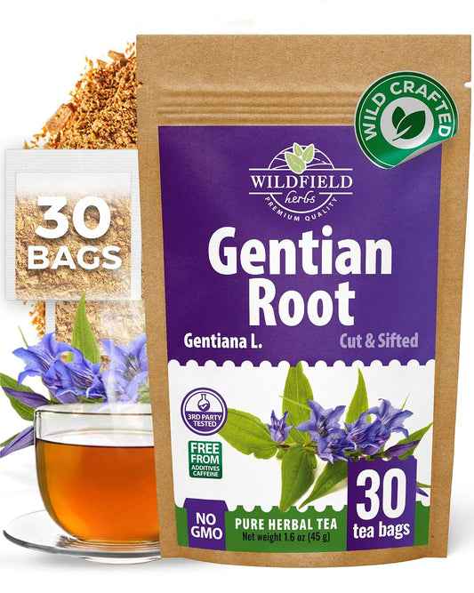 30 Bags Gentian Root Herbal Tea (Gentiana Lutea) - 30 Count 1.5g Bags Dried Gentian Root Herb Tea