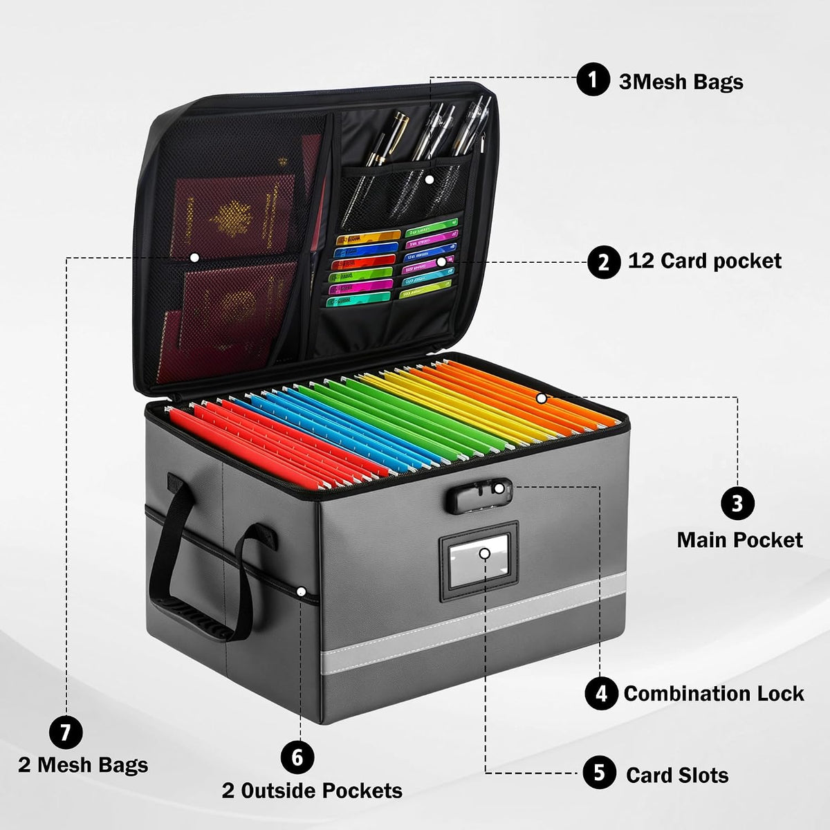 EXLIFBAG Fireproof File Organizer with Lock, 1 Layer