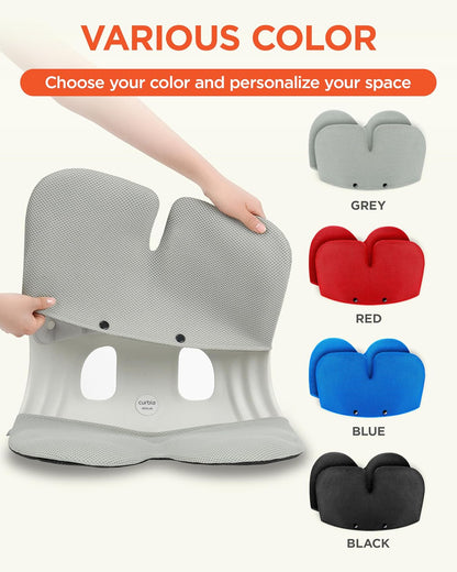 curble Grand– Extra Wide Ergonomic Seat Support, Sit Straighter Without Effort, Passive Posture Trainer for Office, Home & Car (Grey)