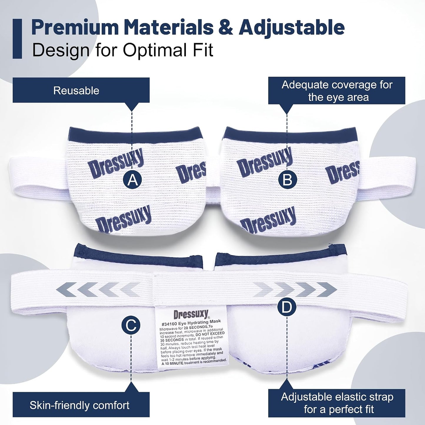 Heated Eye Mask & Microwavable Eye Compress | Gentle Steam Heat for Eye Comfort 1pc Cotton White