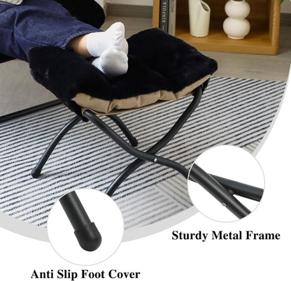 15"(H) Folding Ottoman, Foldable Footrest Stool, Portable Small Foot Stool for Couch, Collapsible Foot Rest Ottoman for Sofa, Accent Padded Ottomans for Living Room, Bedroom, Dark Grey