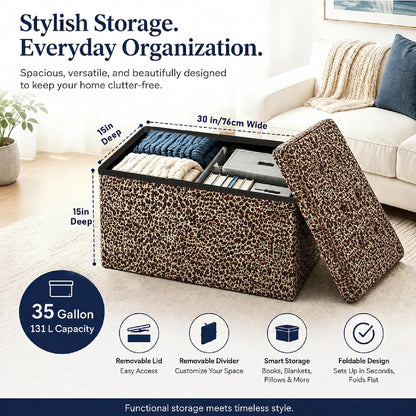 ALASDO Storage Ottoman Footrest Stool Small Ottoman with Storage Foldable Ottomans Foot Rest Footstool Bench for Living Room 17x13x13inches Grey