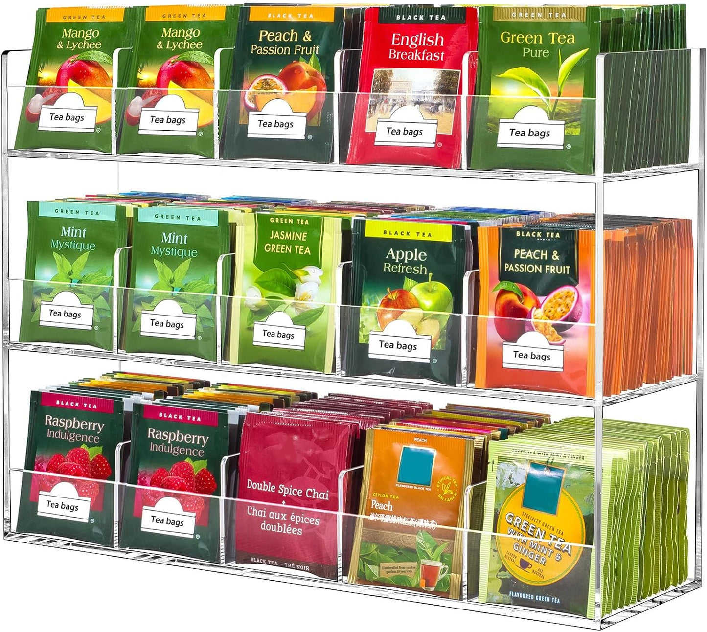 BEYGORM Acrylic Tea Bag Organizer for 216 Tea Packets