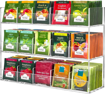 BEYGORM Acrylic Tea Bag Organizer for 216 Tea Packets