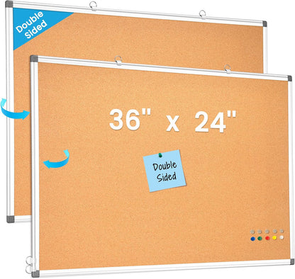 Weekly Dry Erase Calendar Whiteboard for Wall, 24" x 18" Cork Week Planner
