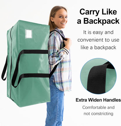VELVETSURE Heavy Duty Extra Large Moving Bags W/Backpack Straps - Strong Handles & Zippers, Storage Totes For Space Saving, Fold Flat, Alternative to Box and Bin (Set of 6, Multicolor)