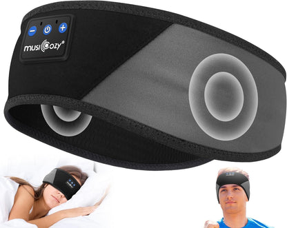 MUSICOZY Sleep Headphones Bluetooth 5.4 Headband, Wireless Earphones Music Sleep Earbuds Sleeping Eye Mask with HD Stereo Speakers for Workout Running Travel Yoga, Ideal Gifts for Men Women Mom Dad