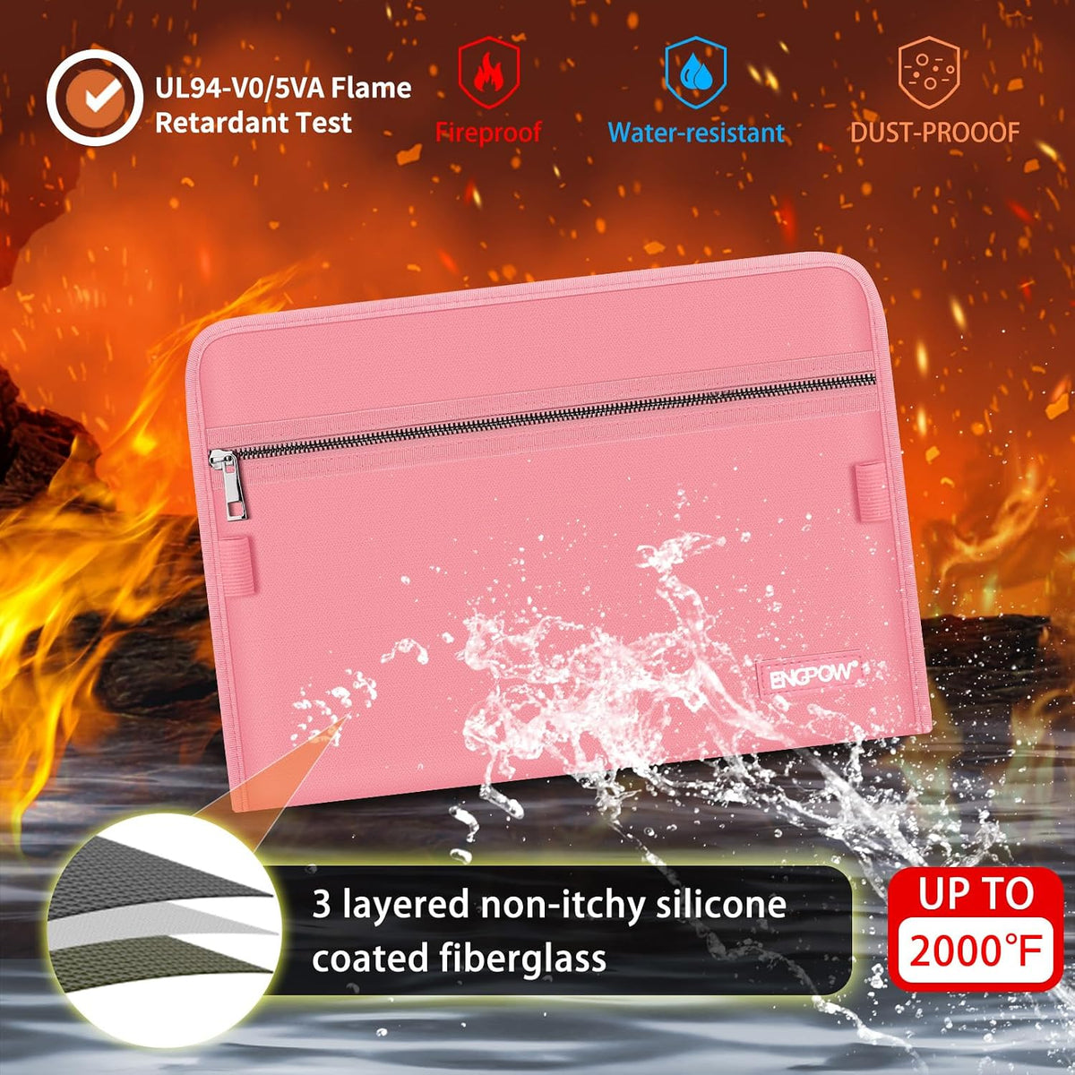 ENGPOW Expanding File Folder,Fireproof 13 Pockets Document Organizer Bag
