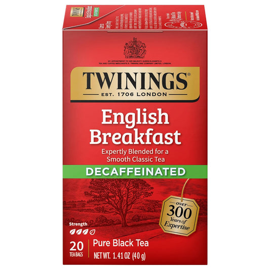 Twinings Decaffeinated English Breakfast Black Tea Bags, 20 CT (1 Pack)