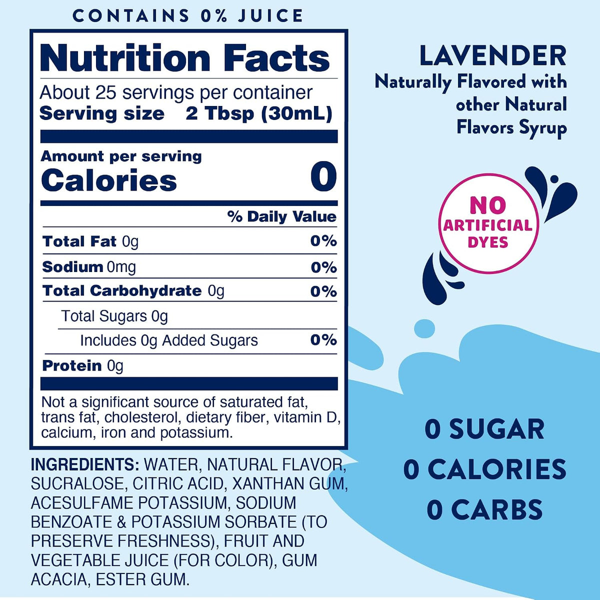 Jordan's Skinny Mixes Lavender Syrup for Drinks, 25.4 fl oz