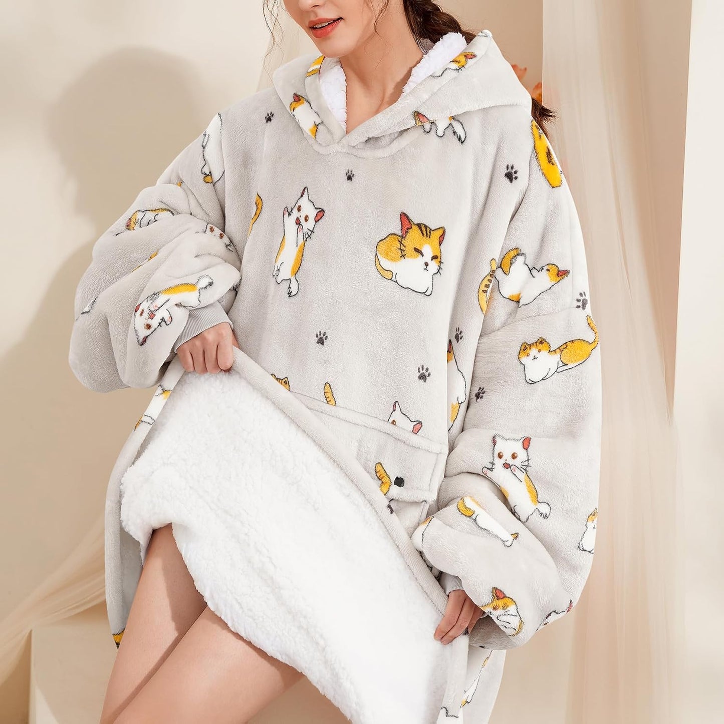Narecte Cozy Oversized Blanket Hoodie Wearable Blanket Adults Soft Hooded Blanket Hoodie Birthday Gifts for Women Christmas - Colors B