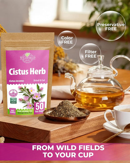 50 Bags Cistus Tea Cistus Incanus Tea Herbal (Cístus L.) - 50 Count 1.5g Herb Bags