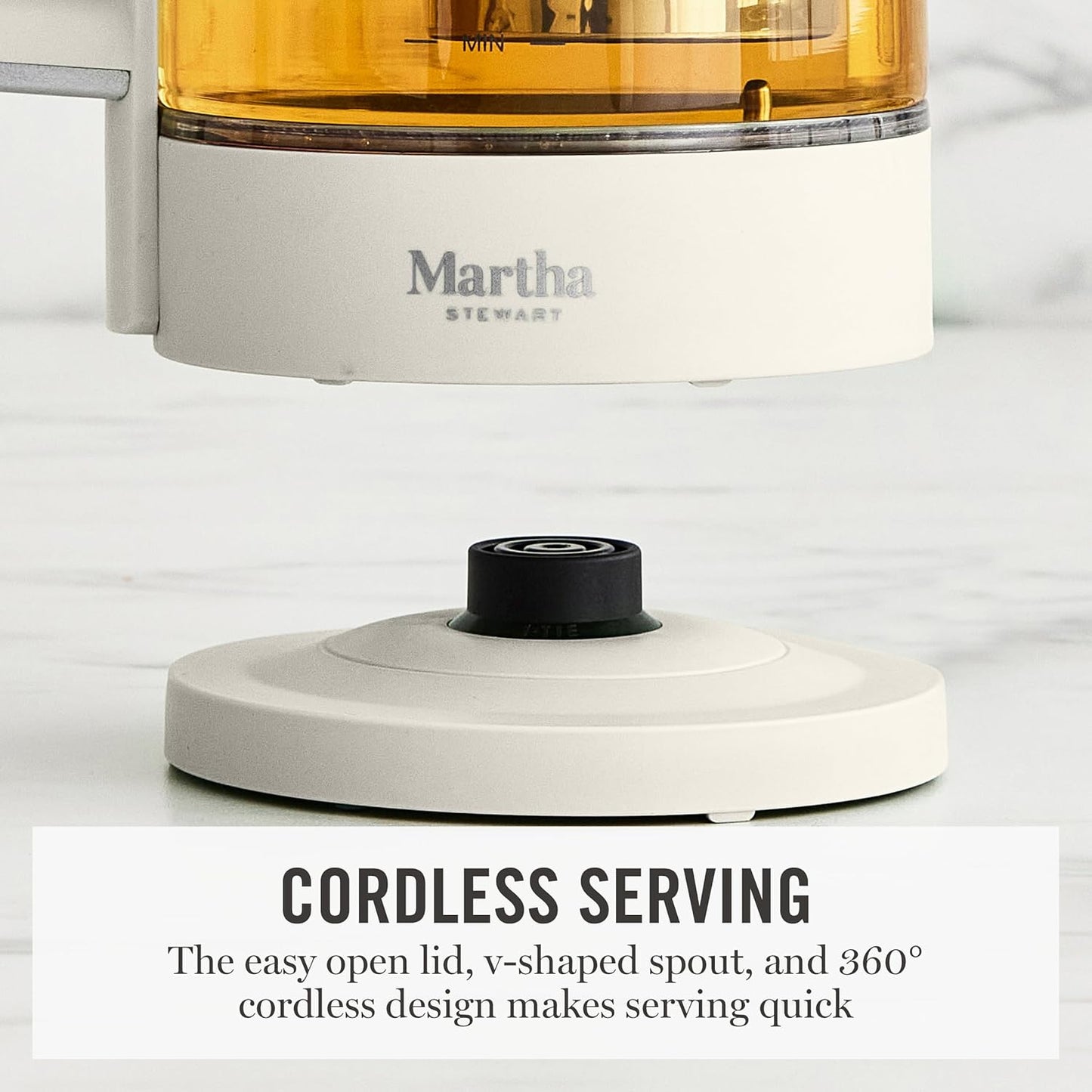 Martha Stewart Electric Kettle with Removable Stainless Steel Tea Infuser, Glass Carafe 1.7L (7 Cups), Hot Water Boiler, 4 Presets, Keep Warm & Auto Shut-Off, Cordless 360° Swivel Base, Honeydew Green