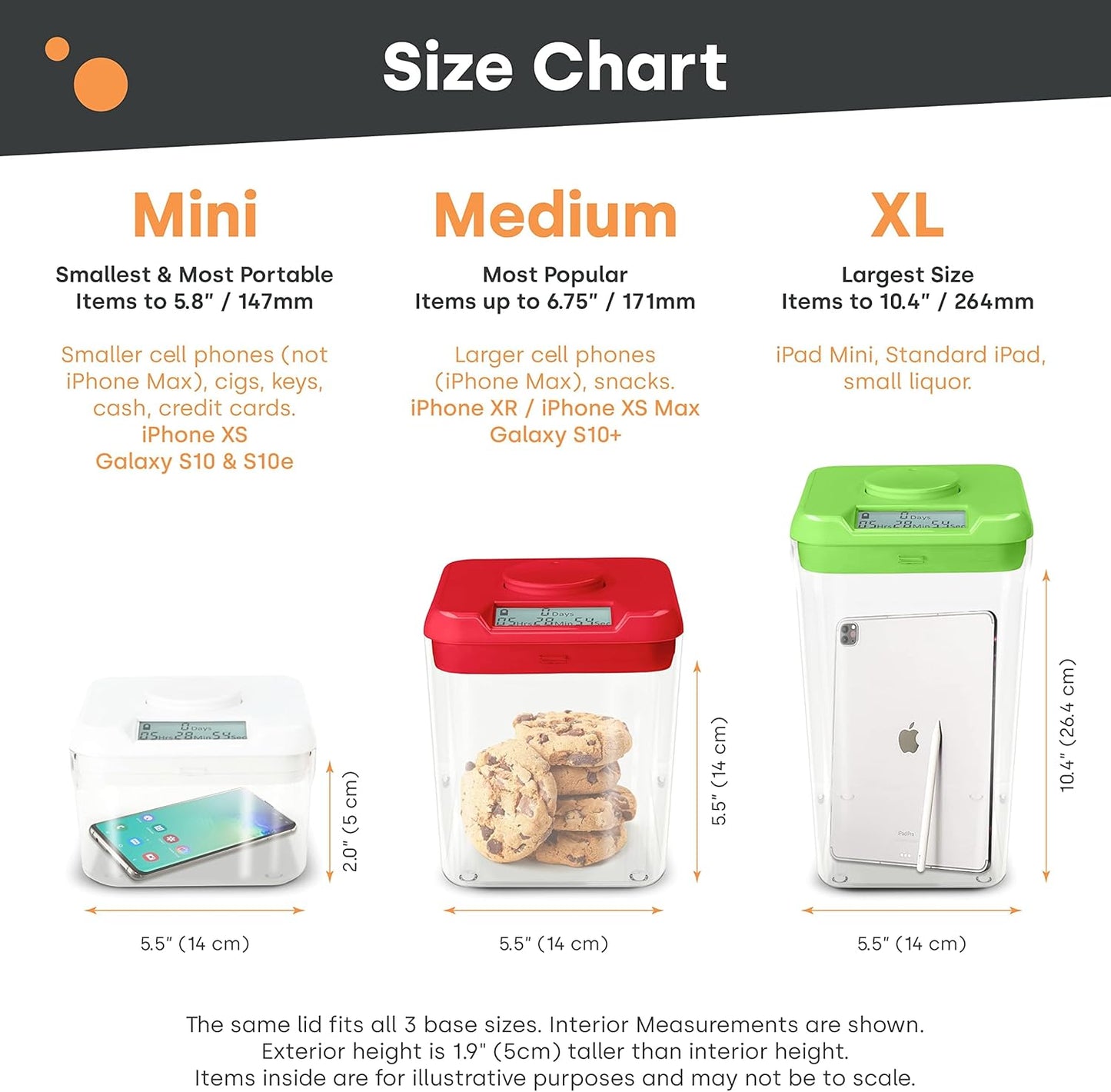﻿﻿﻿K-Safe Time Locking Container (Medium), Timed Lock Box for Cell Phones, Snacks, and Other Unwanted Temptations (White Lid + White Base, with Access Port)