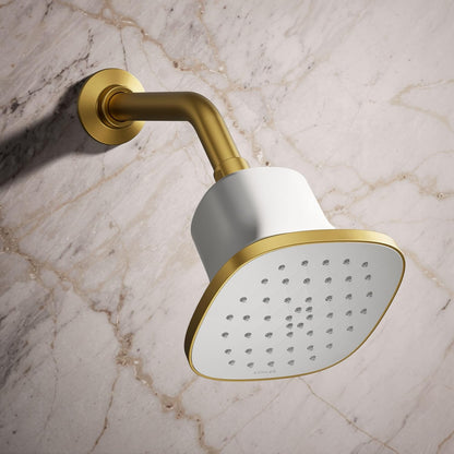 KOHLER 33631-Y-BN Cinq Round Single-Function Filtered Showerhead, Five-Layer Filtration, 2.5 GPM, Full Coverage Spray, Premium Durable Material, Vibrant Brushed Nickel