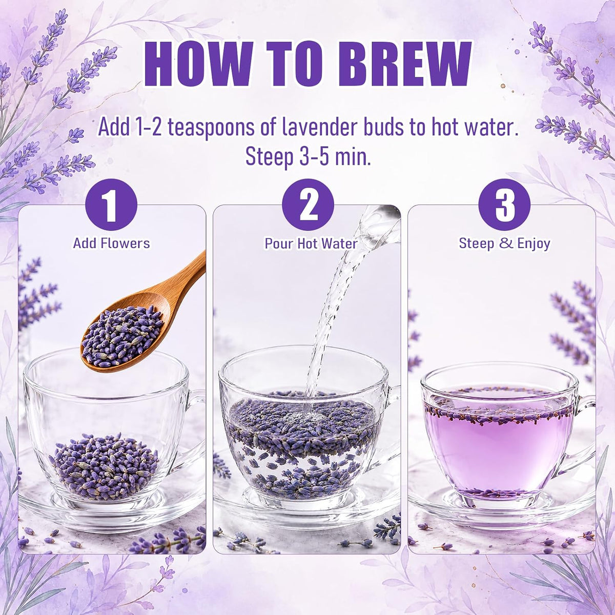 100g Dried Culinary Lavender Flowers, Food Grade Lavender Buds for Tea